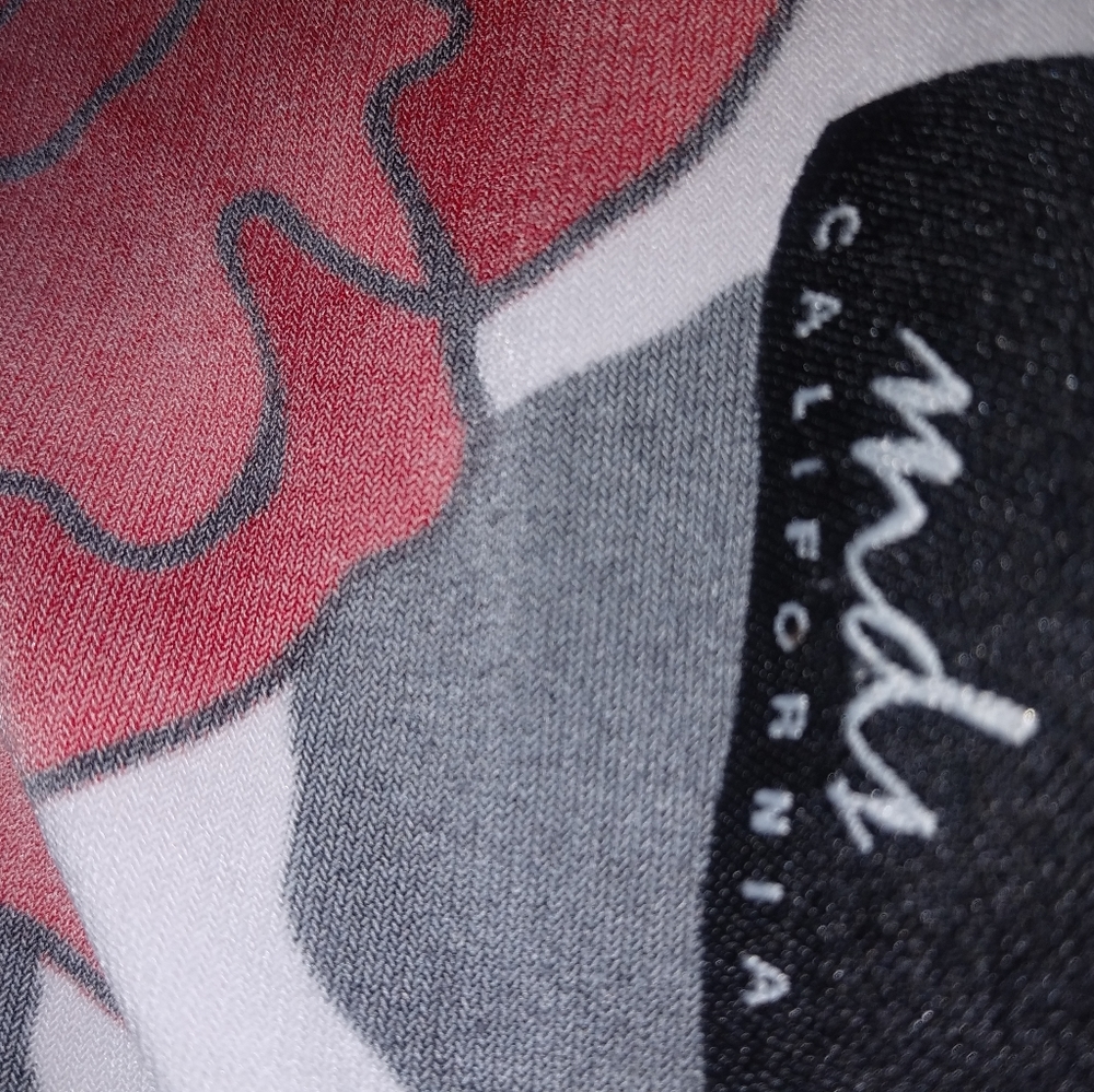 mds M Red Pink Roses Stretch Top - Picture 6 of 6